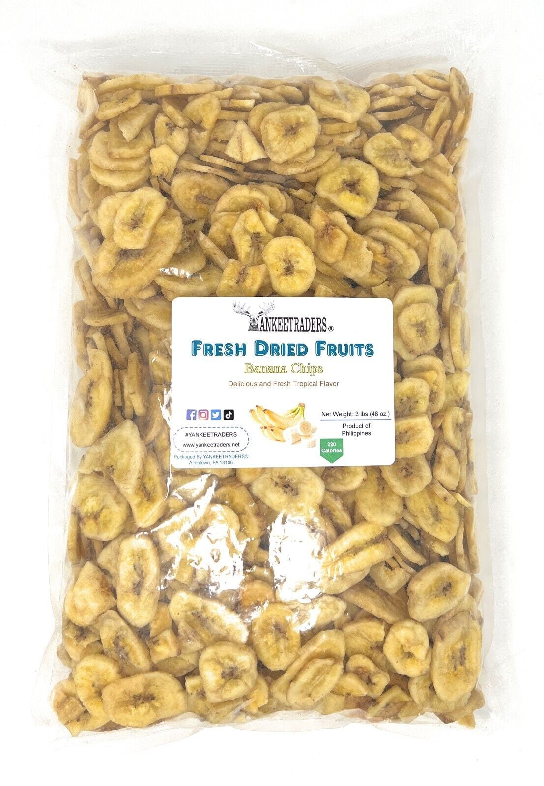 YANKEETRADERS Dried Banana Chips - 3 lbs.
