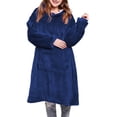 thumbnail image 1 of Couverture Portable à Capuche pour Femmes en Molleton, Sweat à Capuche Chaud et Confortable avec Poche, Bleu Régulier, Taille Unique, 1 of 7