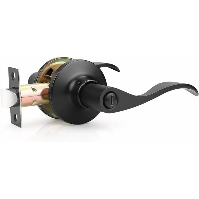 Levier de Porte en Nickel Satiné pour l'Intimité, Boutons de Porte Modernes pour Intérieur, pour Chambre et Salle de Bain, Poignée de Porte Robuste, Levier Ondulé Réversible