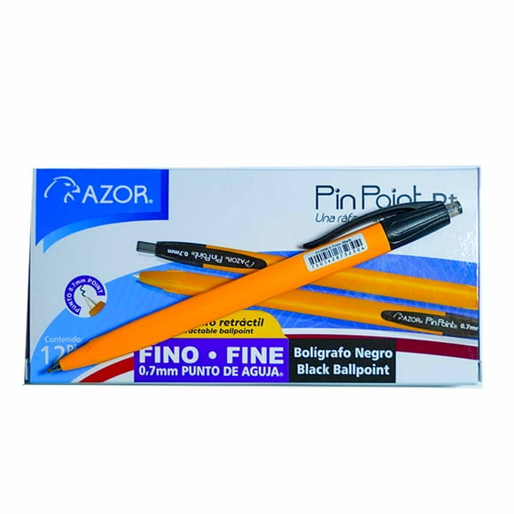 Bolígrafo Punto Fino Retráctil Negro Caja con 12 Piezas Pluma Lapicero Pin Point