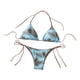 thumbnail image 4 of Conjunto de bikini triangular con cordón para mujer, ideal para actividades acuáticas, fiestas en la playa. Azul, 4 of 9