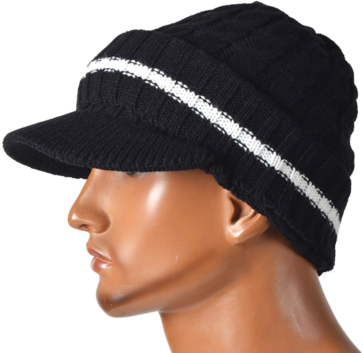 Retro Newsboy Knitted Hat with Visor 