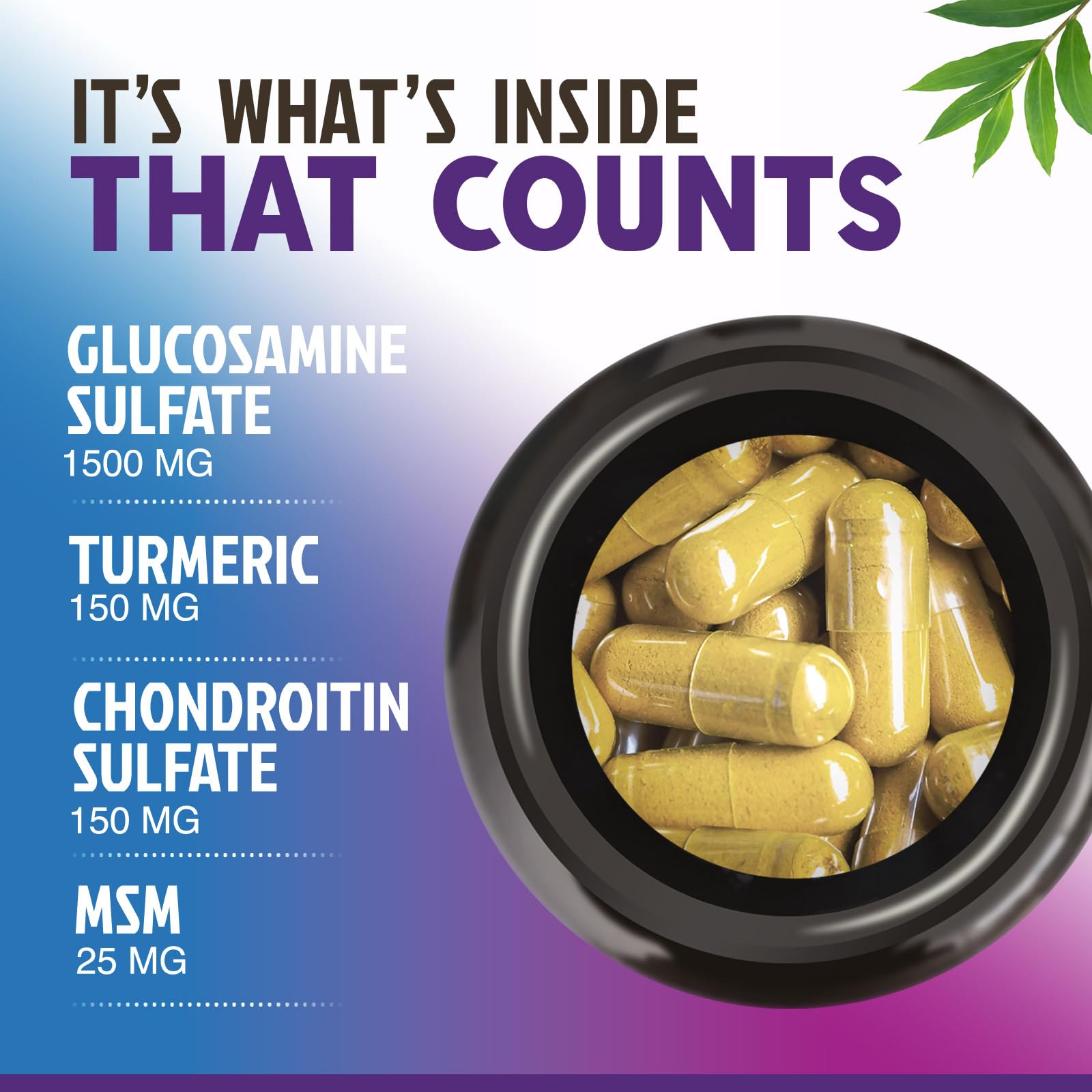 Complément Alimentaire Glucosamine Chondroïtine Curcuma MSM 2100mg - Soutien Articulaire Xemenry