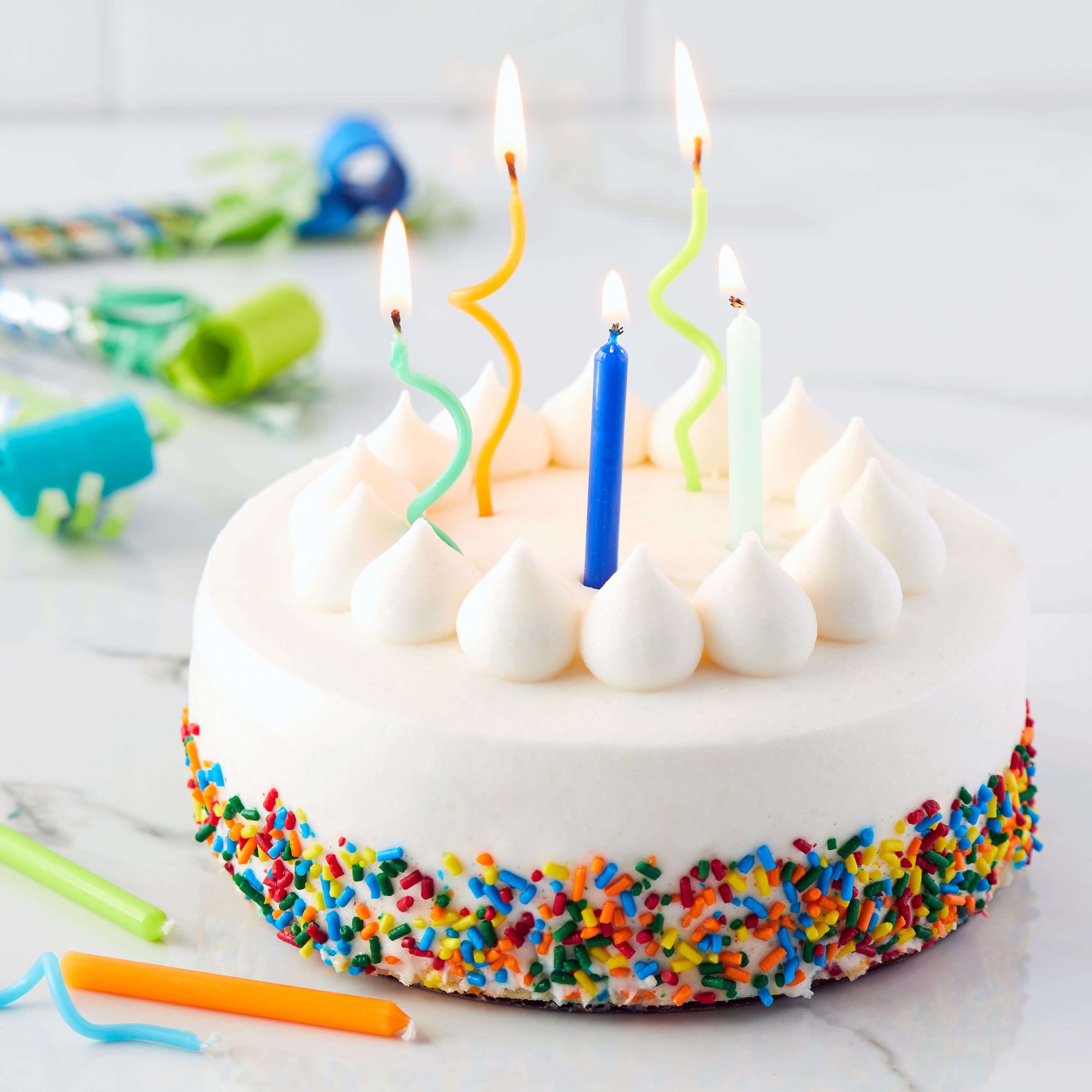 Great Value Bright Straight & Wavy Birthday Candles, Assorted Colors, 16 Count