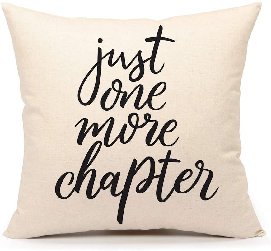 Just One More Chapter Throw Pillow Case Cushion Cover Book Lovers Linen 18  x 18 Inch - Walmart.com