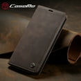 thumbnail image 1 of CaseMe Wallet Case Anti-Fall Retro Handmade Leather Magnetic Case Card Slot for iPhone 12 (Coffee), 1 of 8