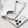 thumbnail image 2 of for iPhone 14 Pro Bling Glitter Case for Women Cute Diamond Rhinestone with Shiny Sparkly Acrylic Sticker Back Plating Metal Bumper Frame Edge Protective Cover Girly Fashion Luxury Case Silver, 2 of 14