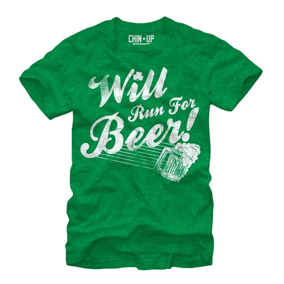 Women's CHIN UP Will Run For Beer Boyfriend Graphic Tee Kelly Heather X Large