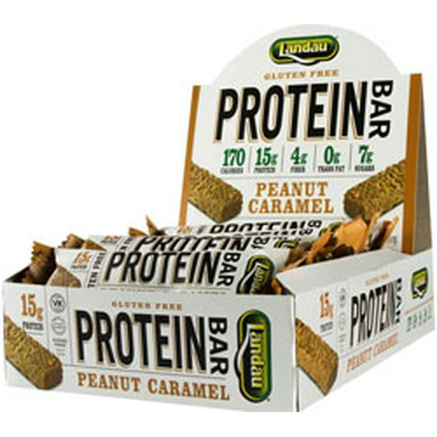 Landau Kosher Gluten Free Protein Bar Peanut Caramel 12 Bars