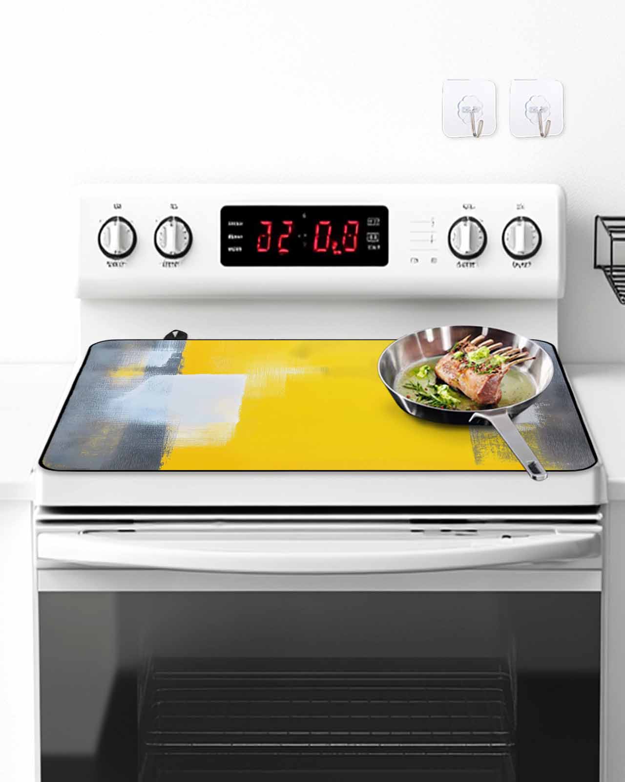 Stove Top Covers for Electric Stove, Yellow Grey Glass Stovetop Cover Protector, Oil Painted Modern Abstract Vintage Induction Cooktop Protector Oven Mat for Kitchen Countertop 24"x21"