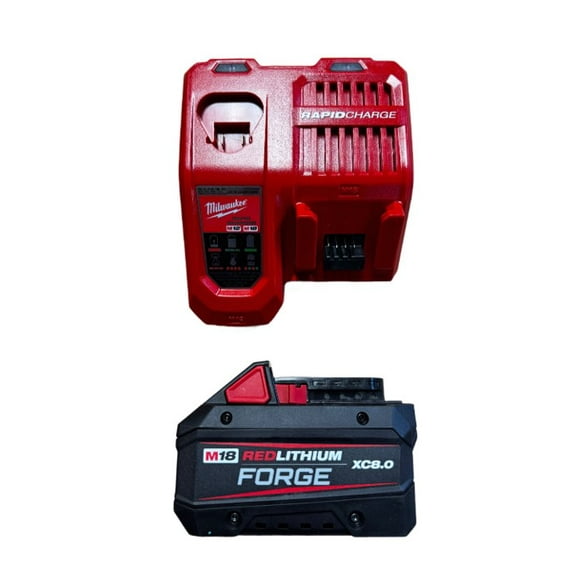 MILWAUKEE 48-59-1881 M18 REDLITHIUM FORGE XC8.0 Starter Kit – 8.0Ah Battery & Rapid Charger, High Output Power