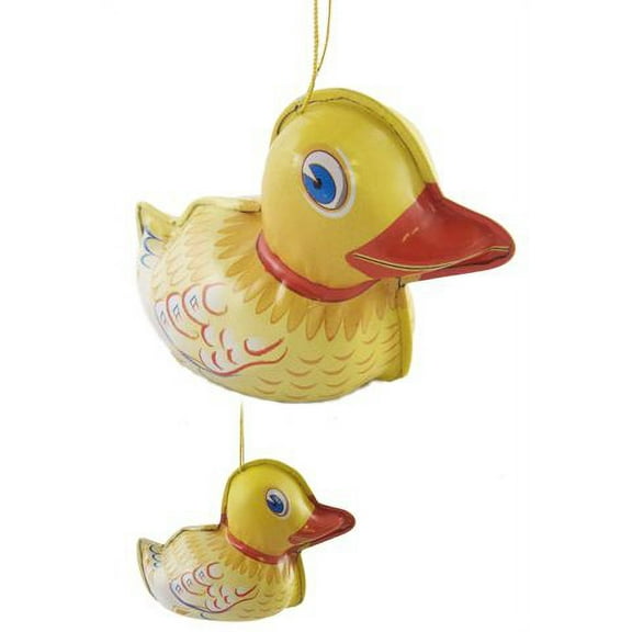 Tin Toy Ducky Decoration Yellow Tin Ornament