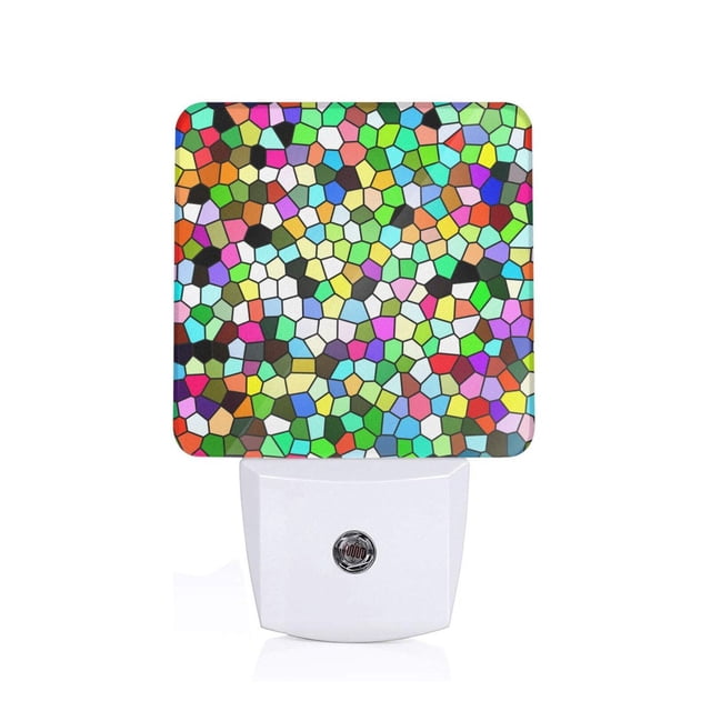 Balery Colorful Tie Dye Stained Glass Luz Nocturna LED con Sensor Automático, Enchufe con Sensor Crepuscular, Luz Suave de 0.5W para Dormitorio, Pasillo, Baño-EU