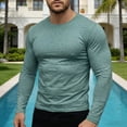 thumbnail image 2 of Daiosportswear Men's Long Sleeve Tee Shirts Lightweight Casual Comfort Crewneck Plain Long Sleeve Shirts Basic Tees Mint Green XL, 2 of 6