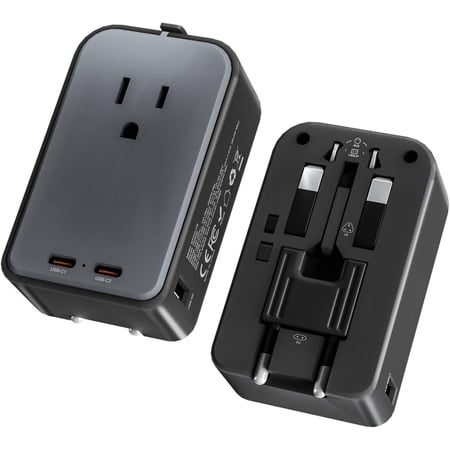 Pico 20W Travel Adapter, 5-Port Power Adapter 1 AC, 2 USB C and 2 USB-A, International Plug Adaptor Worldwide for to European UK Spain Zealand Over 200 Countries