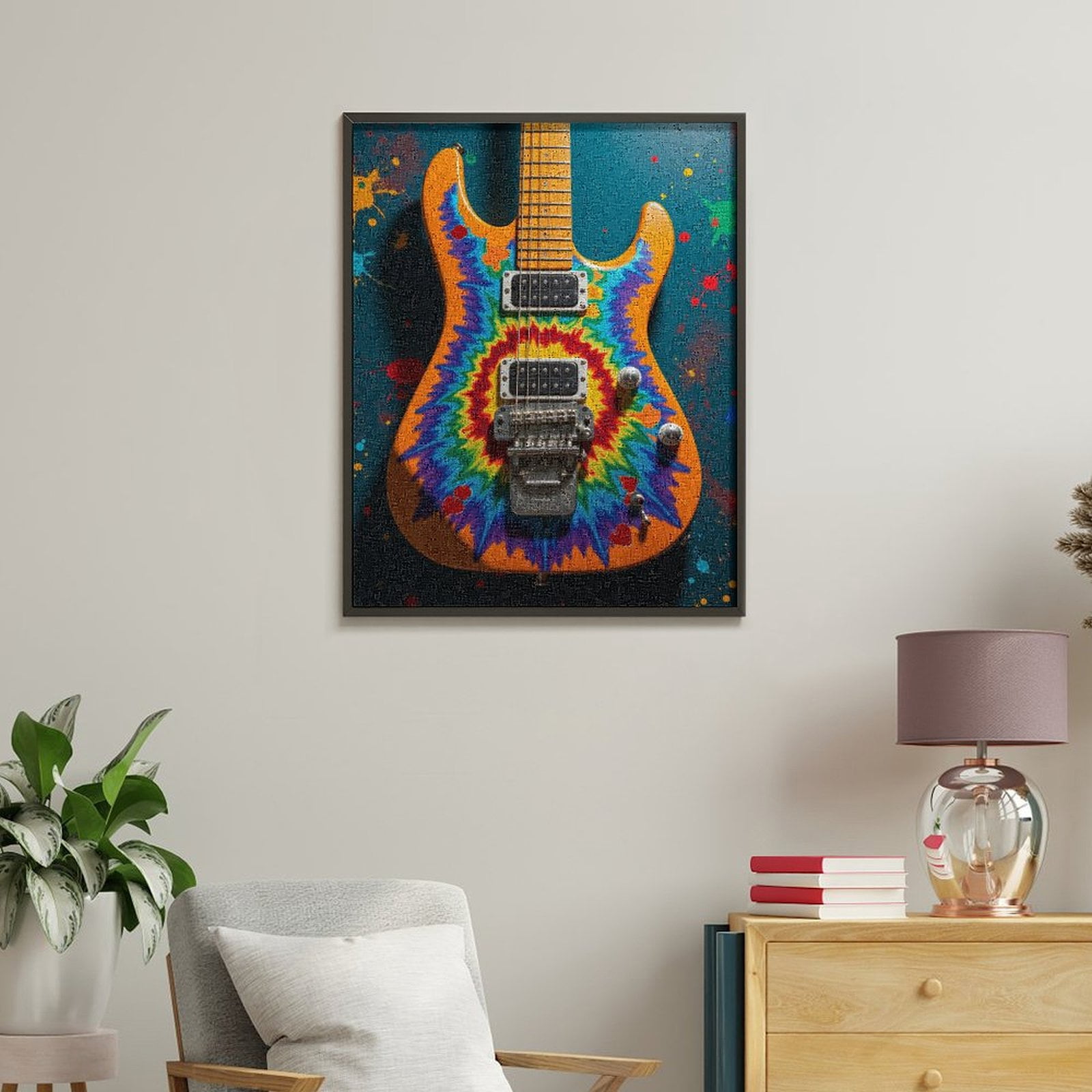 Paint by Numbers Kit for Adults, Colorful Electric Guitar Psychedelic Art Paint by Numbers, Easy Paint by Numbers Kit for Adults Beginner, DIY Adult Paint by Number Kits on Canvas, Home Decor