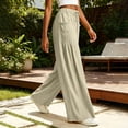 thumbnail image 5 of VBVC Women's Cotton Linen Drawstring Palazzo Pants , Casual Wide Leg Trousers For Women , Ladies' Fall Summer Pleated Pants with Pockets, S-3XL, 5 of 9