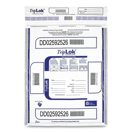 TripLOK-1PK TripLOK Deposit Bag, Plastic, 12 x 16, White, 100/Pack