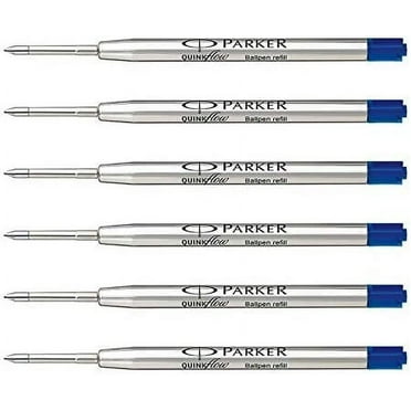Parker Quink Flow Ball Pen Medium Point Blue Ink Refill (Pack of 6)