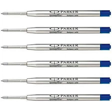 Parker Quink Flow Ball Pen Medium Point Blue Ink Refill (Pack of 6)