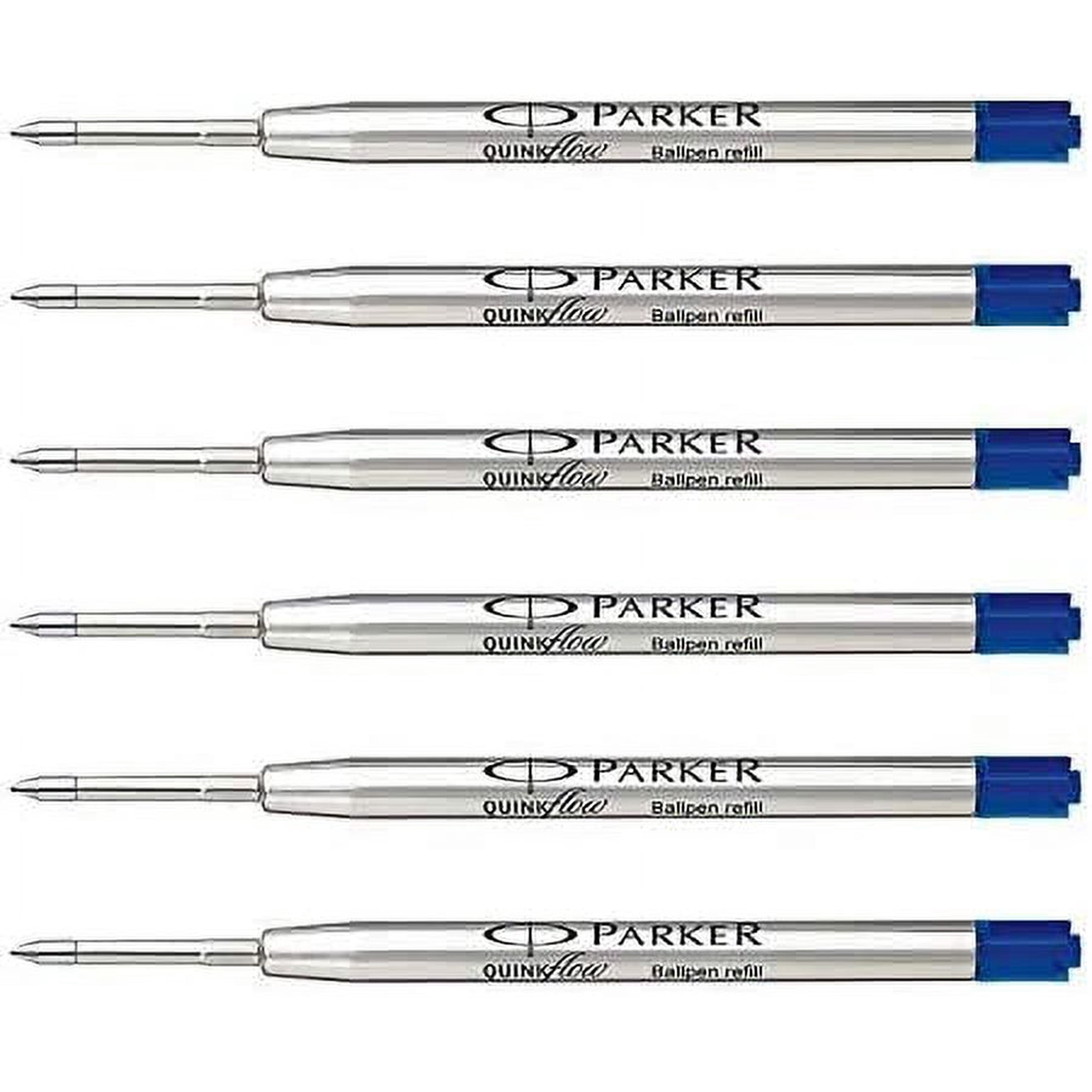 Parker Quink Flow Ball Pen Medium Point Blue Ink Refill (Pack of 6)