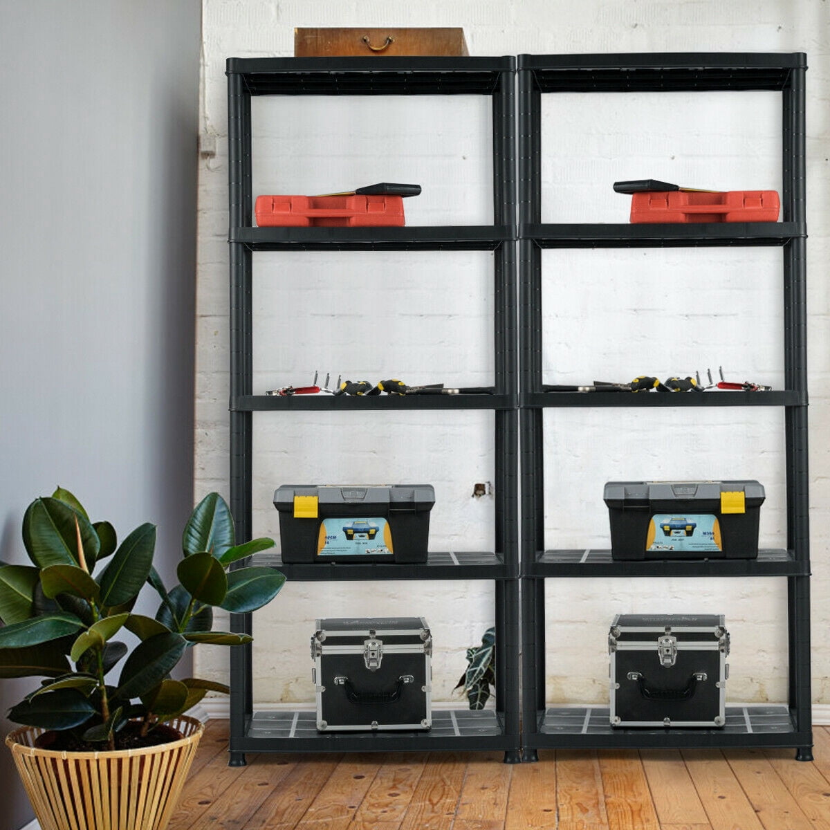 Gymax 18"W x 36"D x 73"H 5-Shelf Garage Shelves, Black
