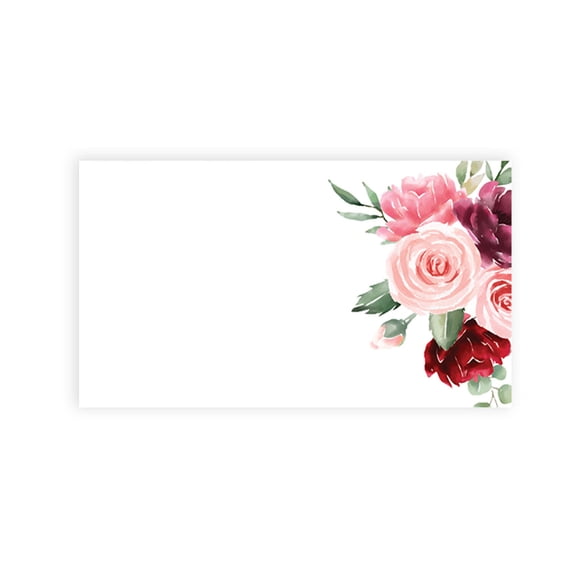 Koyal Wholesale Blush and Burgundy Floral Place Cards for Wedding Party Tables, Seating Place Cards for Holders, 60 Pk