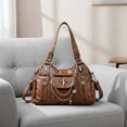 thumbnail image 4 of HUISZJ PU Leather Shoulder Bag, Large Capacity Crossbody Bag with Adjustable Strap, Y2k Messenger Bag for Women Work Shopping Travel (Caramel color), 4 of 6
