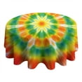 thumbnail image 4 of Colorful Rainbow Tie Dye Spiral Pattern Round Tablecloth 60"x60",Wrinkle Wipeable Table Cloth for Kitchen Dining Room Picnic Patio Party, 4 of 6
