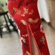 thumbnail image 5 of Traje largo estampado con elegantes mangas cortas, traje vintage estilo Tang para asistir a conferencias, bailes y moda., 5 of 6