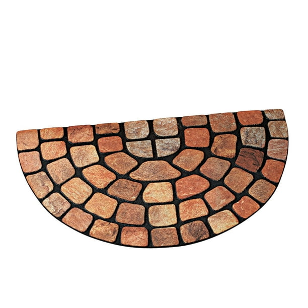 Collections Etc Raised Stone Slice Half Circle Outdoor Rubber Door Mat Com Collections Etc Raised Stone Slice Half, Half Moon Outdoor Mats