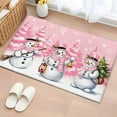 thumbnail image 2 of Pink White Snowman Christmas Bathroom Mat 2x3 FT,Non Slip Small Kitchen Mat,Xmas Tree Snowflake Winter Washable Soft Backed Front Door Throw Rug Non-Shedding Indoor Outdoor Doormat for Entryway Sink, 2 of 9