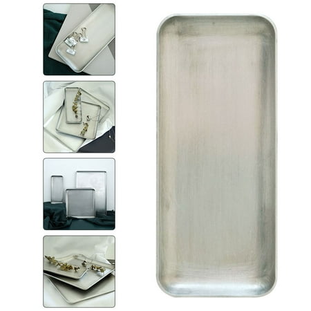 

Plate 1pc Aluminum Food Serving Tray Aluminum Storage Plate for Home (Silver)