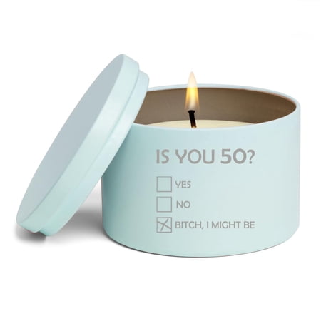Scented Candle Gift 8oz with Lid Is You 50 Funny 50th Birthday (Lavender – Blue)