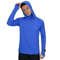 thumbnail image 6 of Kalauyu Mens UPF50+ Sun Protection Hooded Long Sleeve Shirts Stretch Casual Basic Tops Thumb Hole Rash Guard Shirts Fishing Hiking Tops, 6 of 8
