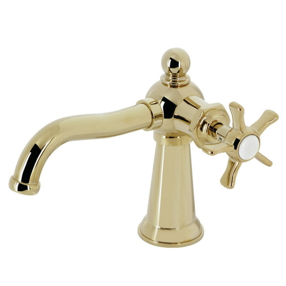 Kingston Brass KSD3542NX Hamilton One-Handle Single-Hole Bathroom Faucet with Deck Plate and Push Pop-Up Drain, Polished Brass