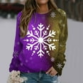 thumbnail image 2 of Women's Winter Casual Snowflake Print Round Neck Long Sleeve Hoodless Sweatshirt Christmas Fashion Pullover, 2 of 2