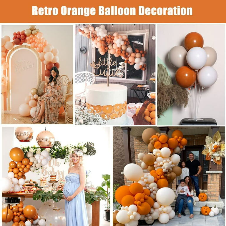 Double Stuffed Burnt Orange Balloons Birthday Decoration Vintage Theme Graduation Thanksgiving Party Decor Orange Cream Peach Apricot Balloons Set