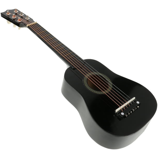 Guitarra acústica de 21 pulgadas, tamaño pequeño, portátil, de madera, para niños (negro)