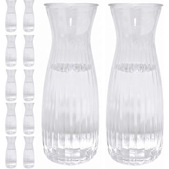12 Pack Clear Plastic Bud Vases, Mini Flower Vases with Textured Design, Lightweight Decorative Vase Set for Floral Arrangements, Table Centerpieces, Home Decor and Events