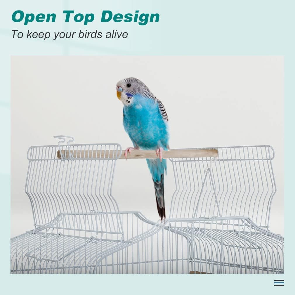 CL.HPAHKL 64-inch Large Bird Cage Play Open Top Design, Metal Parakeet Cage with Rolling Stand & Bottom Tray for Parakeet Lovebirds Ringneck Cockatiels Parrot Cage, White
