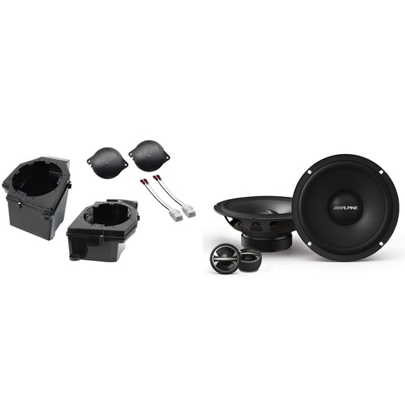 Alpine EL-E65C-G 6.5" EL-Series Component Speakers and Front 6.5" Speaker Pods with Tweeter Adaptors Compatible with Jeep JL (2018-2023) & JT (2020-2023)