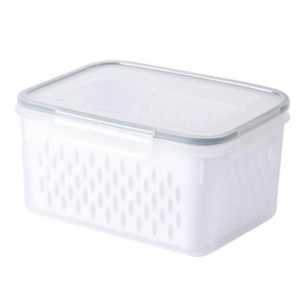 Sealing Storage Box with Drain Basket Reusable Refrigerator Organiser for Veggie Food