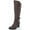 Taupe Wide Calf, variant on Style & Co. Womens Jomaris Leather Block Heel Boot Brown 9.5 Medium (B,M)