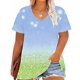 thumbnail image 4 of Tamaño Más Manga Corta Tops para la Impresión de Cuello en V de las Mujeres, Color Sólido Base de Verano Camiseta Casual, 4 of 4