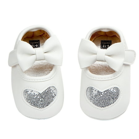 

Lamuusaa Baby Girls Mary Jane Flats Non-Slip Sequin Heart Princess Dress Shoes Infant Crib Shoes