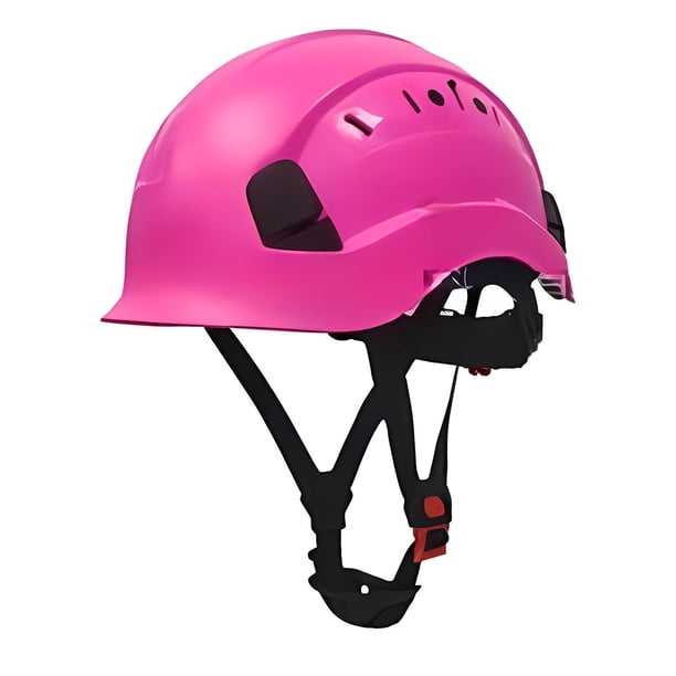 Moyic Casco de seguridad Equipo de protección Casco duro Transpirable de larga duración A prueba de golpes 6 puntos con visera Ajustable a Cadenas y protecciones para puertas de seguridad Rosa