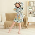 thumbnail image 3 of FORMRS Niños Bathrobe Unisex Hooded Robe Soft Plush Pajamas Sleepwear, Size 2-3T, Floral Pattern, 3 of 7