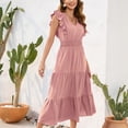 thumbnail image 1 of Birdeem Robe d'Été Décontractée pour Femme à Col en V, Unie, à Manches Courtes, Vacances, Boîte de Nuit, Longue, Soleil, 1 of 12
