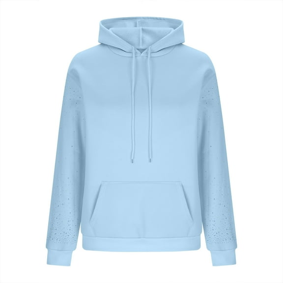 Dxzfnsa Hoodies for Women Casual Long Sleeve with Rhinestone Pullover Sweatshirt Workout Winter Clothes